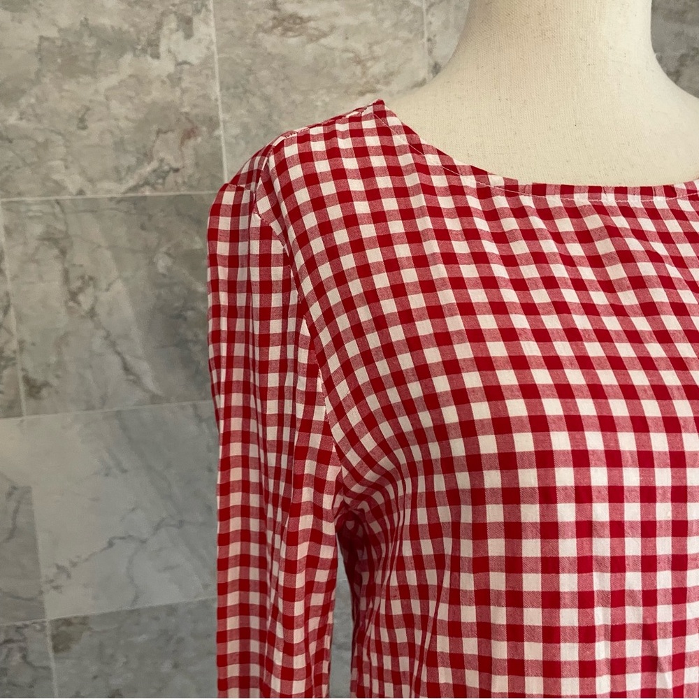 beachlunchlounge Check Ruffled Bell Sleeve Top - Picture 4 of 7